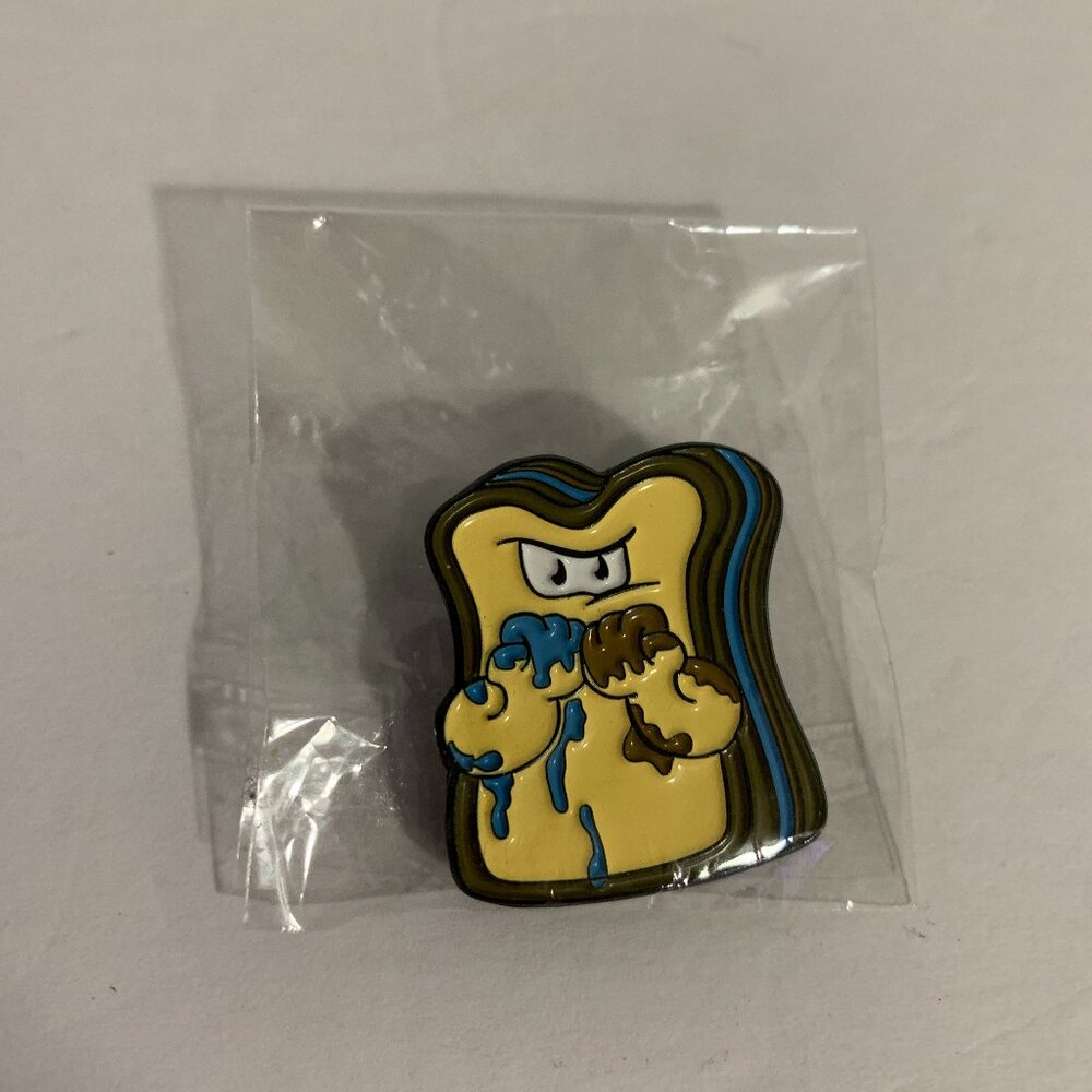 Hat Club Pin PBJ Peanut Butter Jelly Fighting Sandwich Blue Brown #91  100
